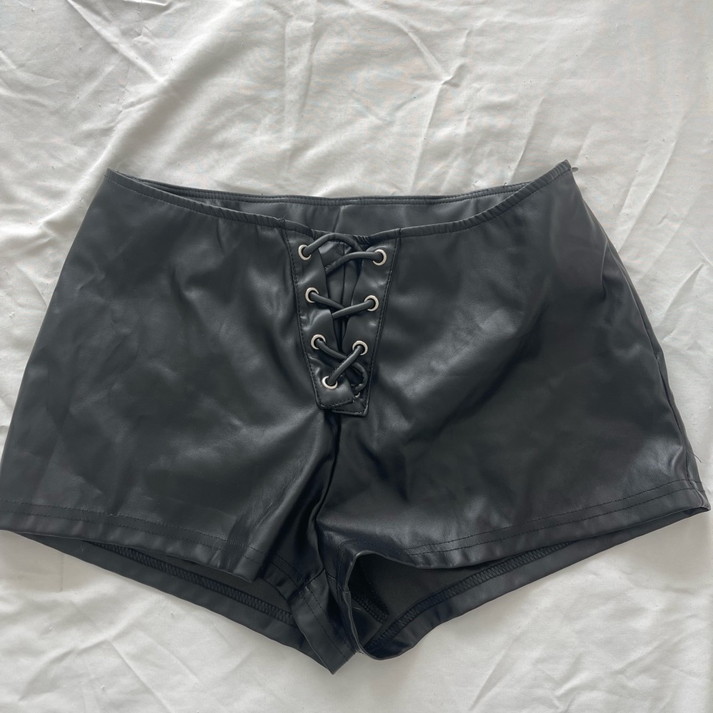 Black Lace-Up Women's Shorts